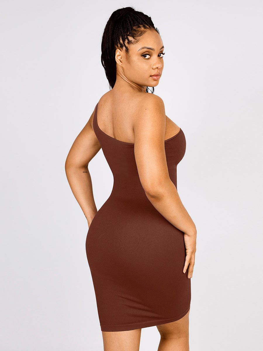 Seamless one-shoulder waist shaper dress