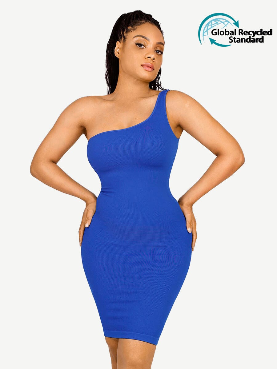 Seamless one-shoulder waist shaper dress