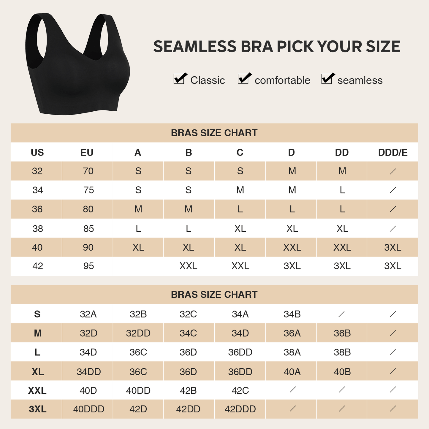 Fitted V-Neck Seamless Back Compression Bra