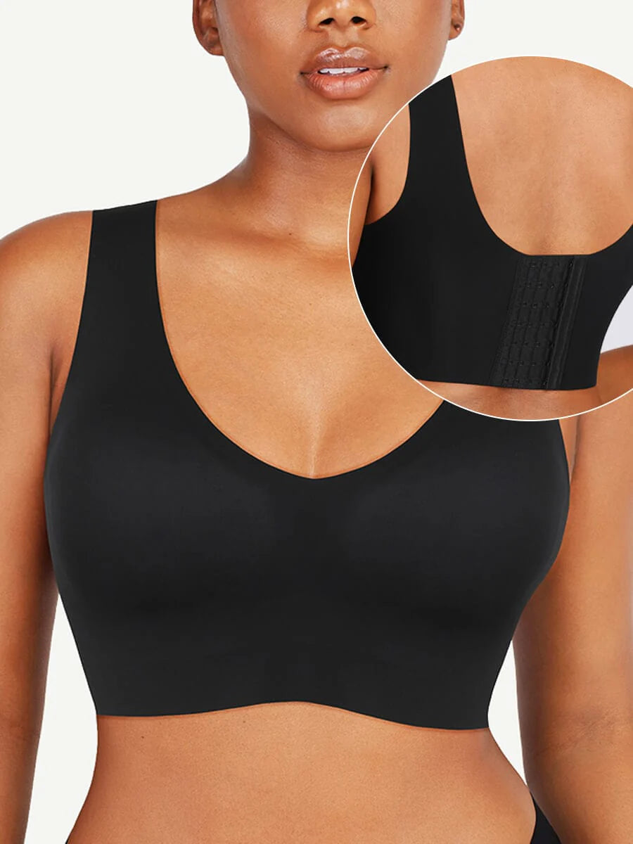 Fitted V-Neck Seamless Back Compression Bra